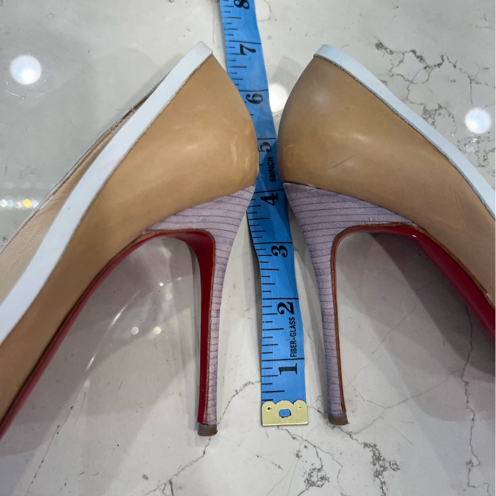Christian Louboutin, beautiful beige heels with white bow, size 37.5 - Picture 9 of 13